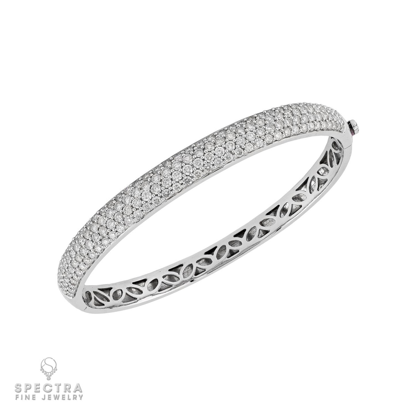 Half-Pave Diamond Bangle in 18K White Gold (3.10 ct)
