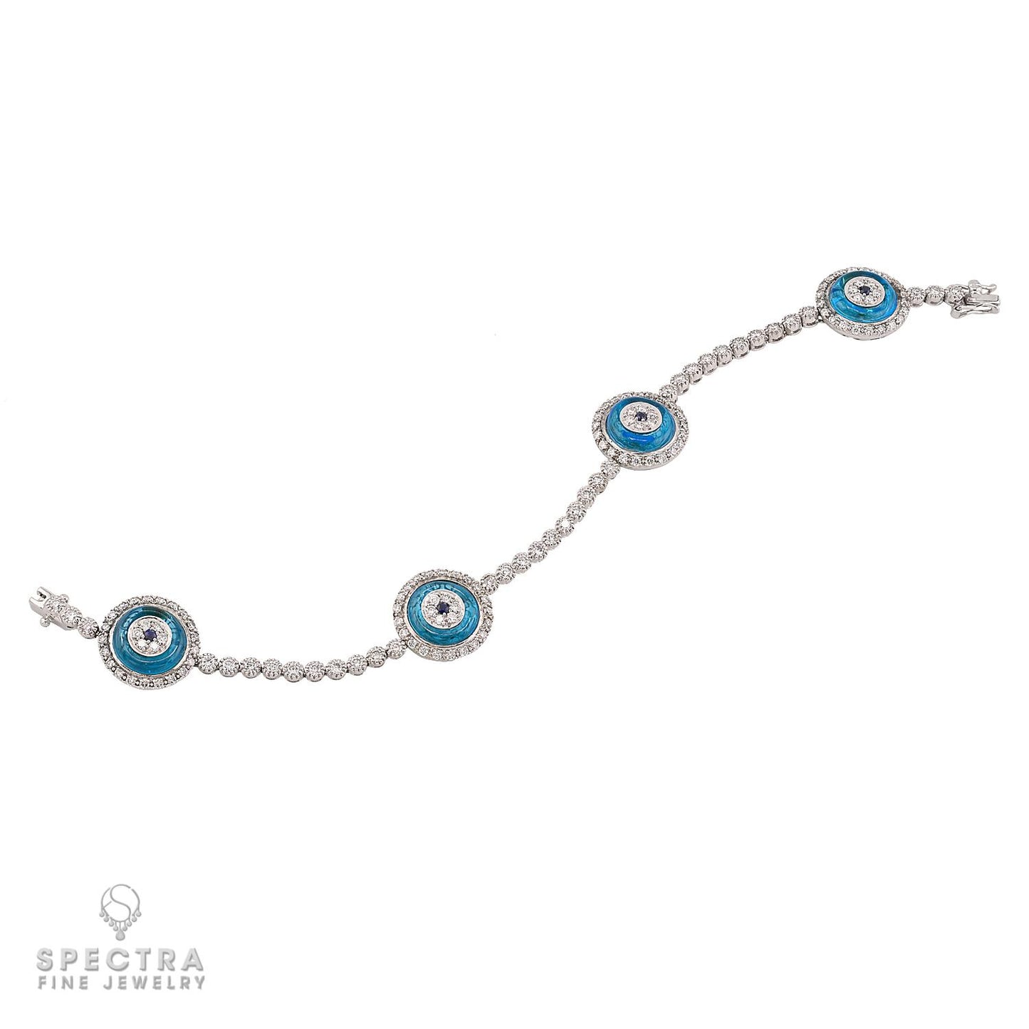 Diamond & Blue Sapphire Crystal Evil Eye Bracelet