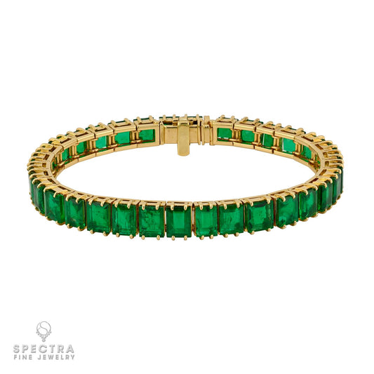 Boucheron Emerald Tennis Bracelet 18K Yellow Gold
