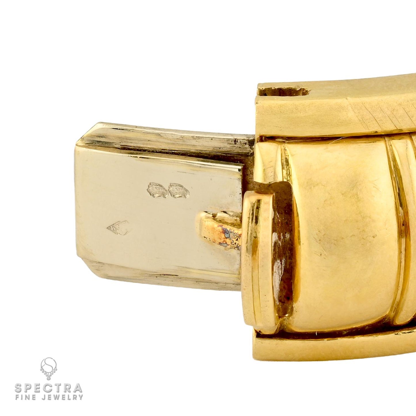 Van Cleef & Arpels 18k Gold Coral & Diamond Bangle Bracelet | Spectra