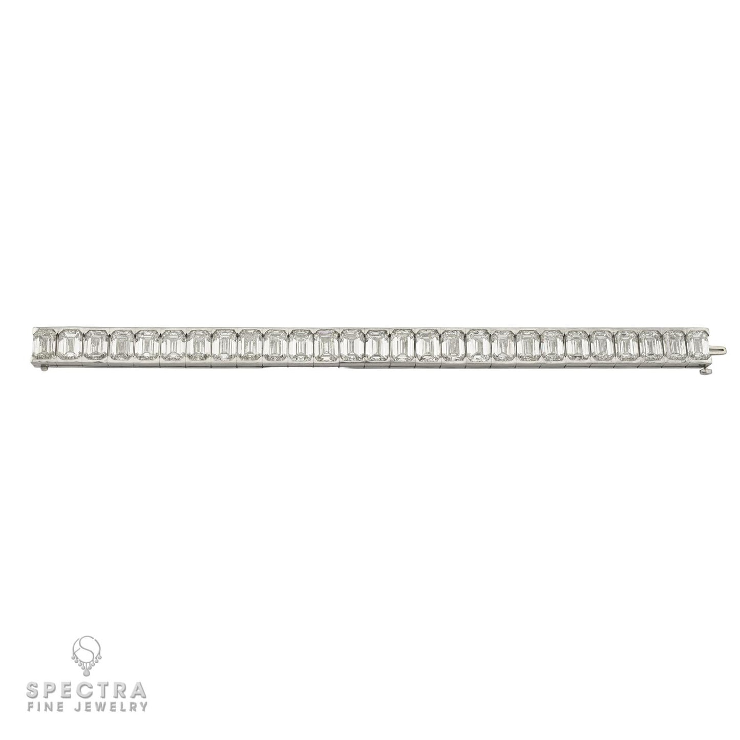 54.50ct Emerald Cut Diamond Tennis Bracelet GIA | Platinum 7"