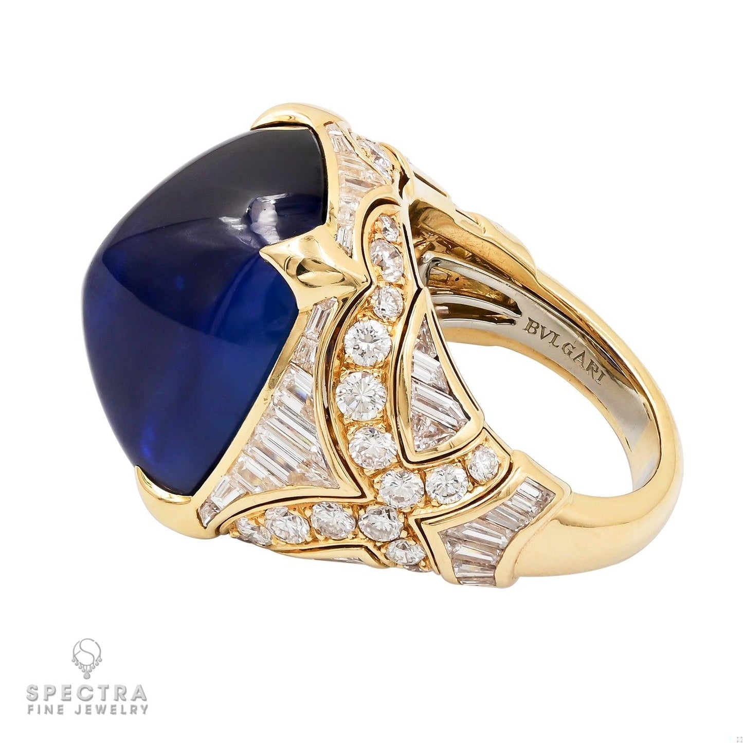 Bulgari 35.72 ct. Ceylon Sapphire Diamond 18K Yellow Gold Ring