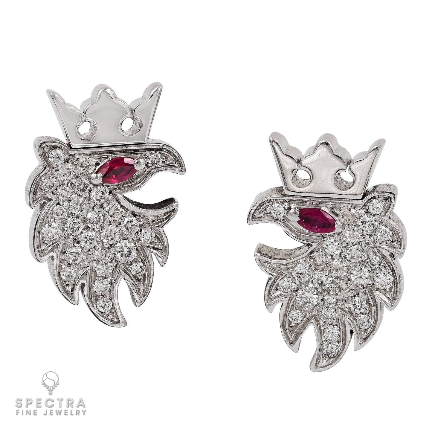 Cantamessa Contemporary Griffin Ruby Diamond Pave Cufflinks