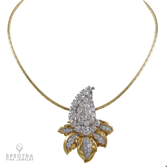 Signed Cartier Art Deco Diamond Pendant Necklace