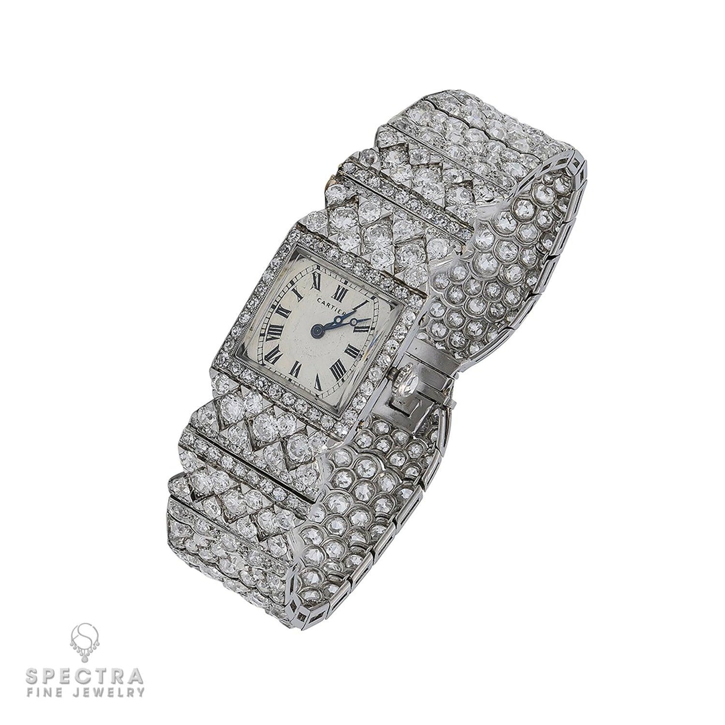Cartier Art Deco Diamond Wristwatch 27.0 ct Diamonds