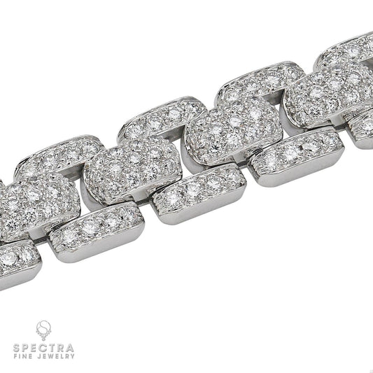 Cartier 15.30 ct Diamond Pavé Link Bracelet in 18K White Gold – Signed Contemporary Jewelry