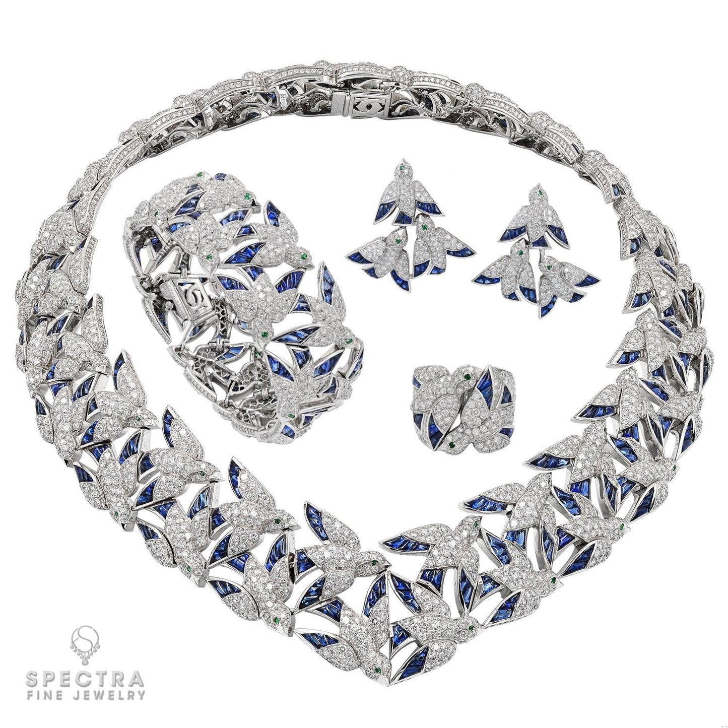 Cartier 'Les Oiseaux Liberees' Sapphire Diamond Suite