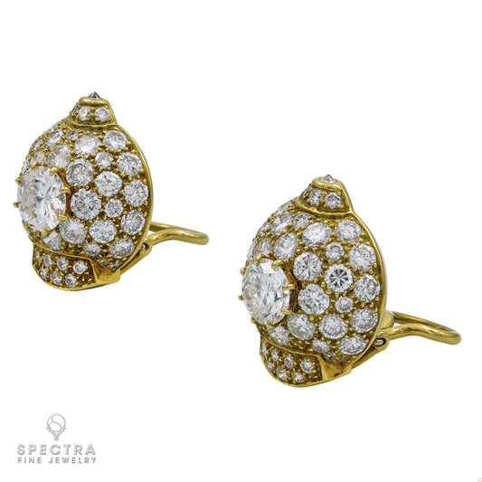 Cartier Vintage Diamond Bombe Button Earrings, circa 1970s