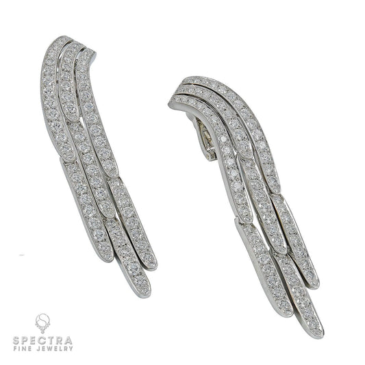 Cartier Diamond Pave Waterfall Drop Earrings