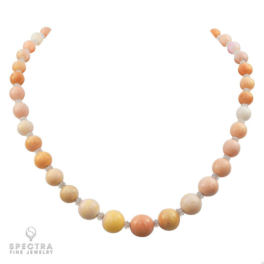 Spectra Fine Jewelry Conch Pearl Bead Diamond Riviera Necklace