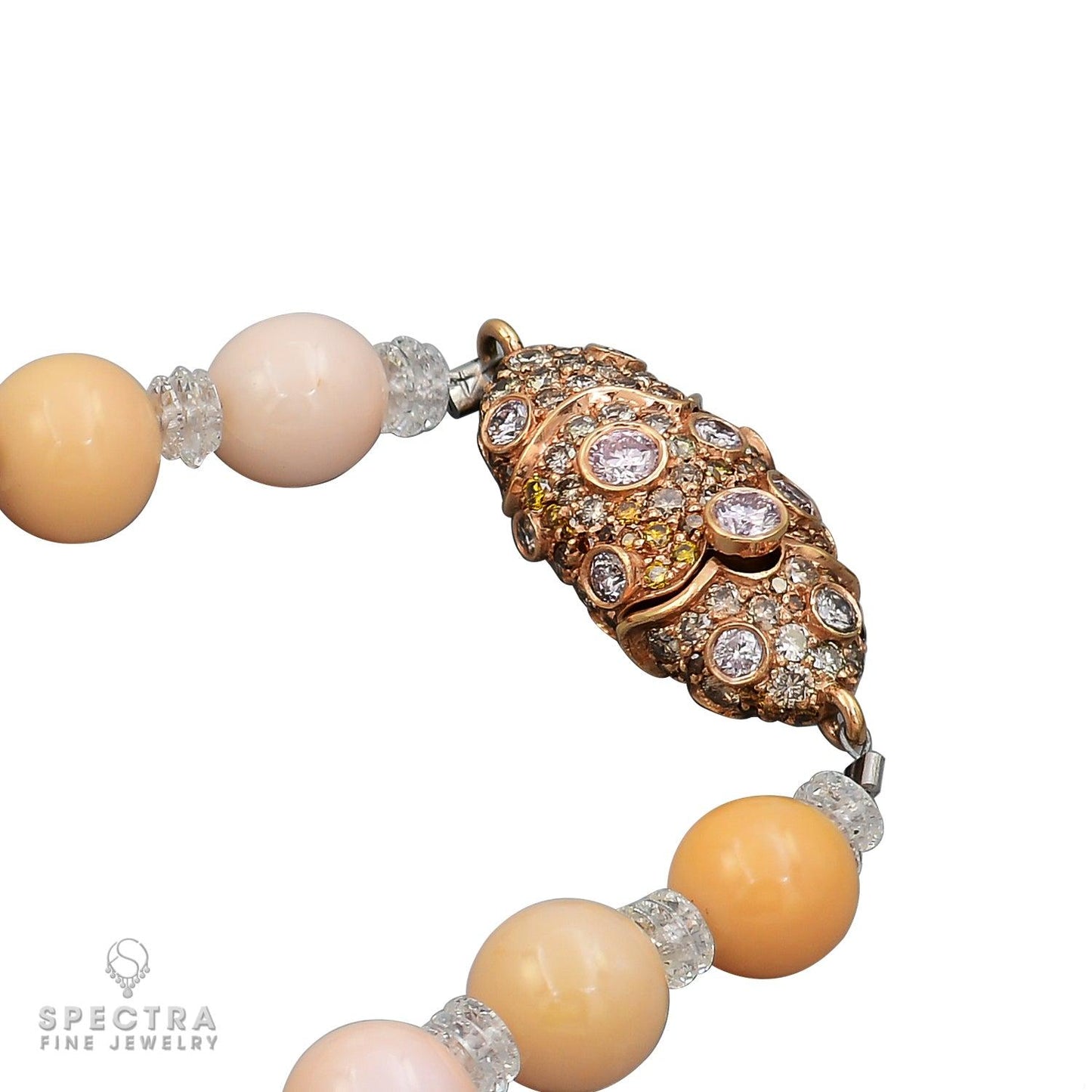 Spectra Fine Jewelry Conch Pearl Bead Diamond Riviera Necklace
