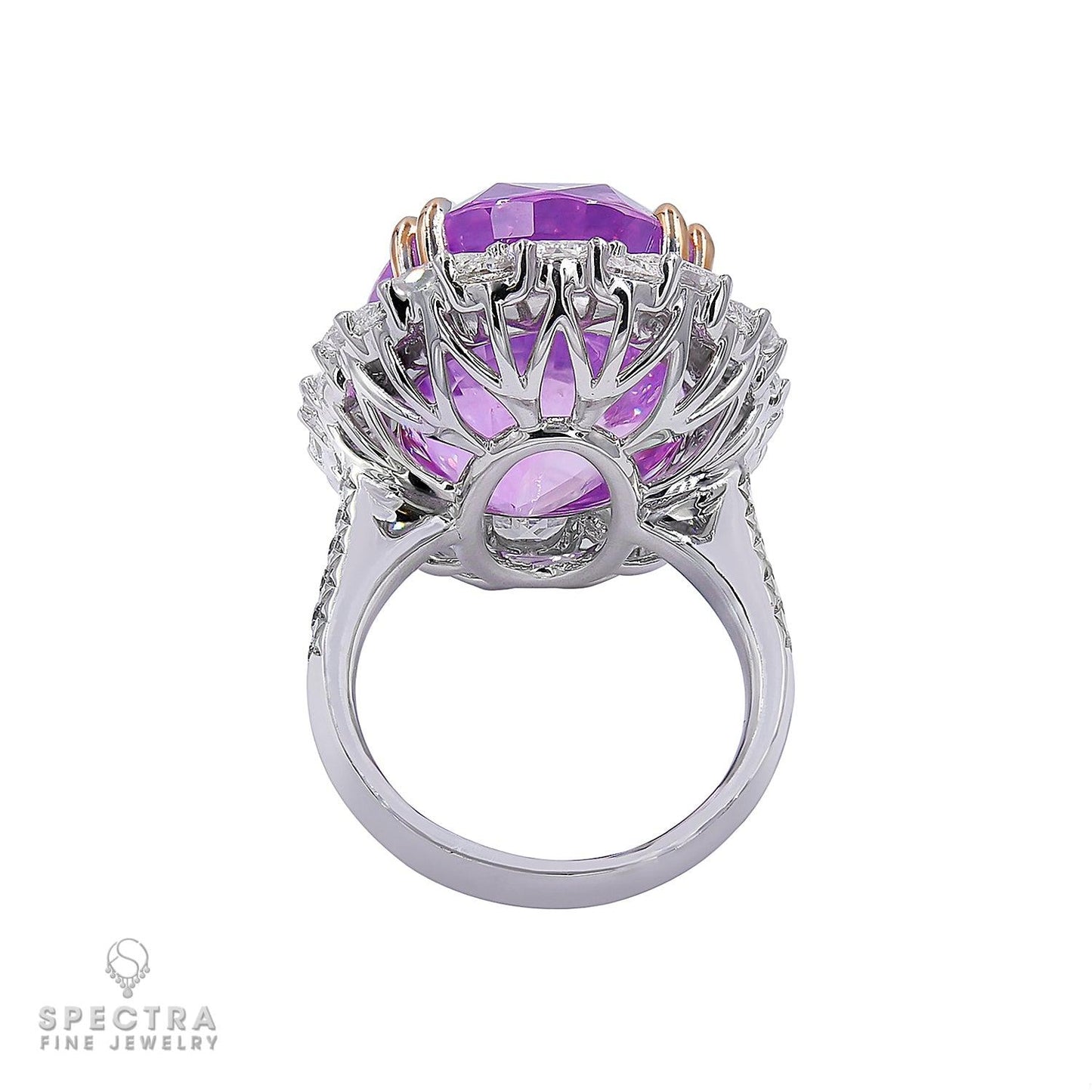 Contemporary 32.32 ct. Pink Sapphire Halo Cocktail Engagement Ring
