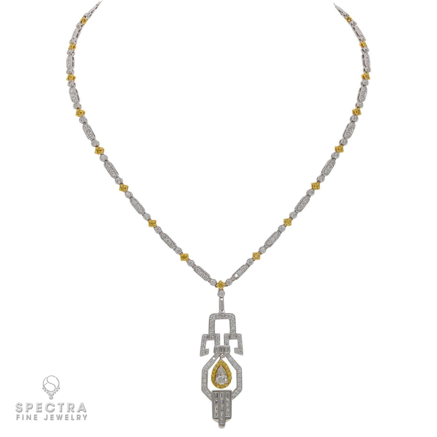 Contemporary Diamond Lavalier Necklace