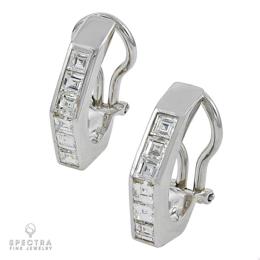 Contemporary Carat Diamond Huggie Half Hoop Earrings