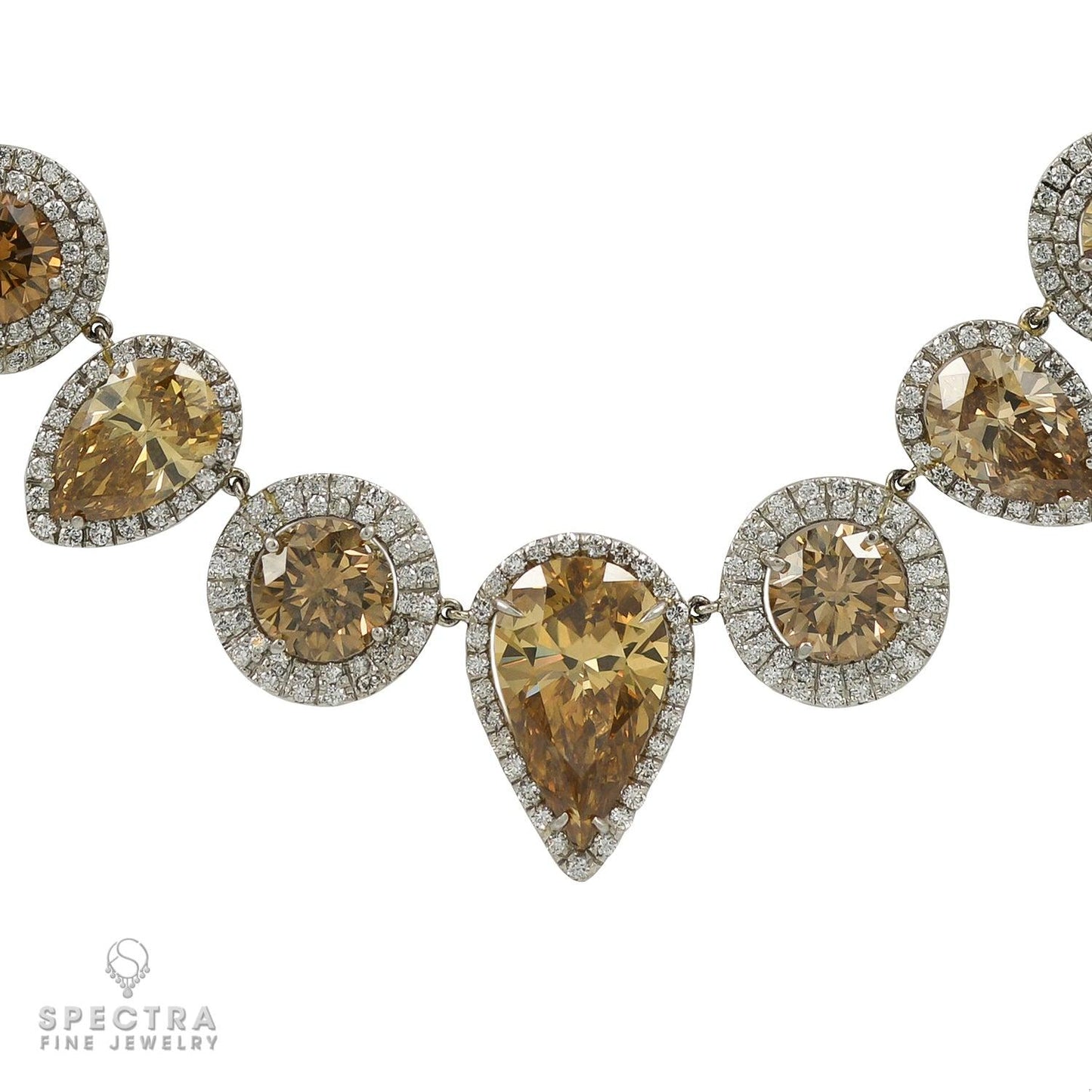 Contemporary Champagne Gradient Diamond Matinee Necklace