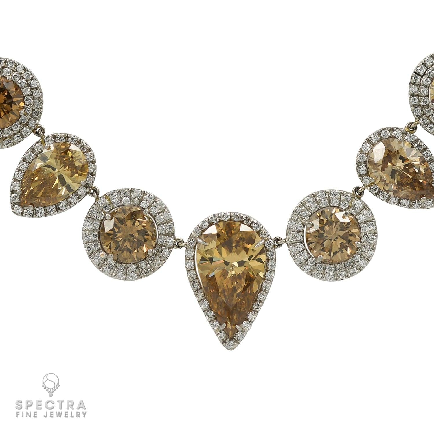 Contemporary Champagne Gradient Diamond Matinee Necklace