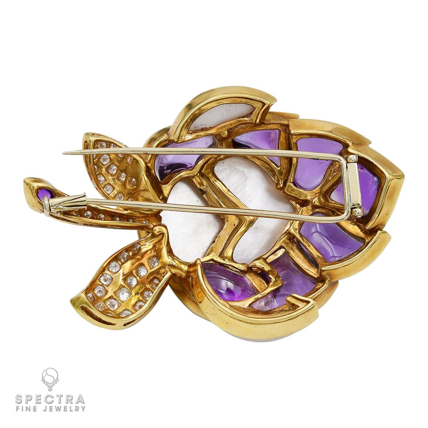 Contemporary Dahlia Amethyst Diamond Brooch