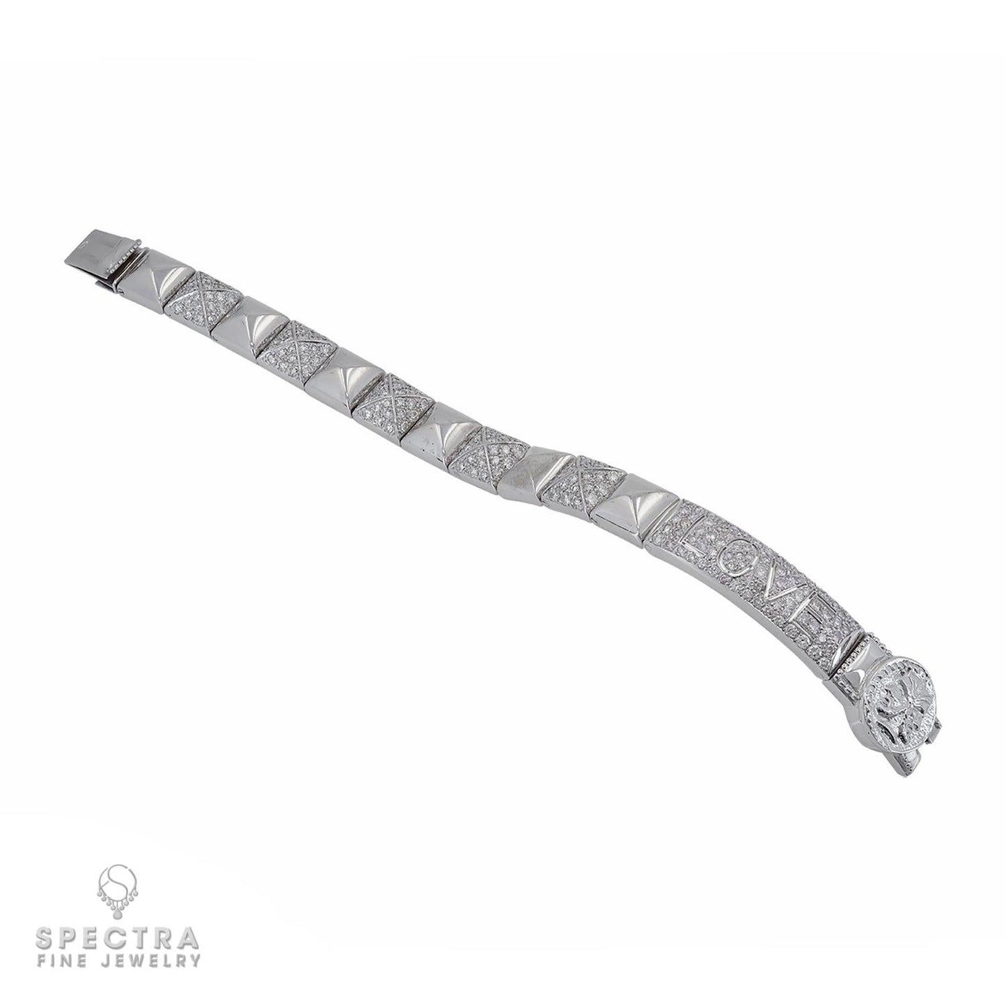 Contemporary Diamond Articulated "LOVE" Bracelet