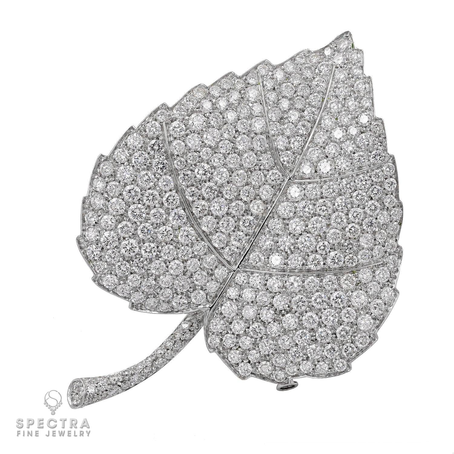 Contemporary Diamond Pave 'Leaf' Brooch