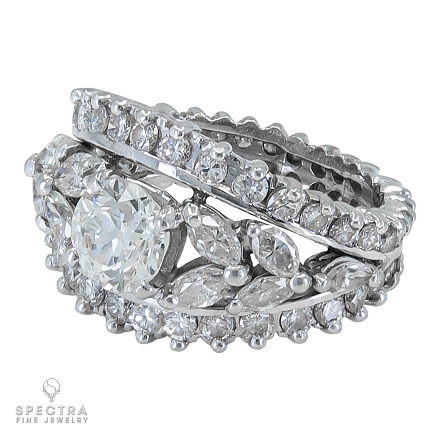 Contemporary Edwardian Revival Diamond Engagement Cocktail Ring