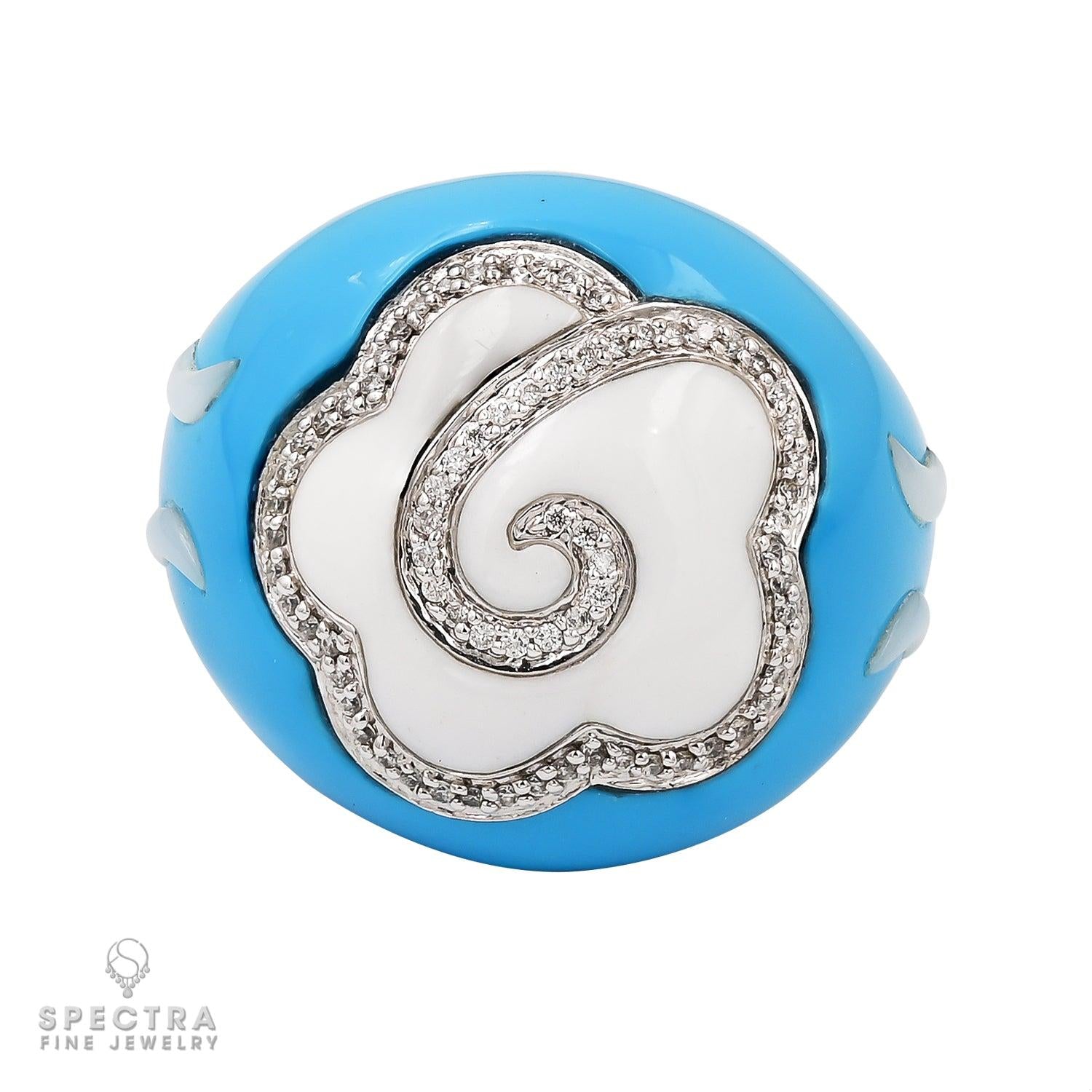 Contemporary Enamel Diamond Pave Cocktail Bombe Ring