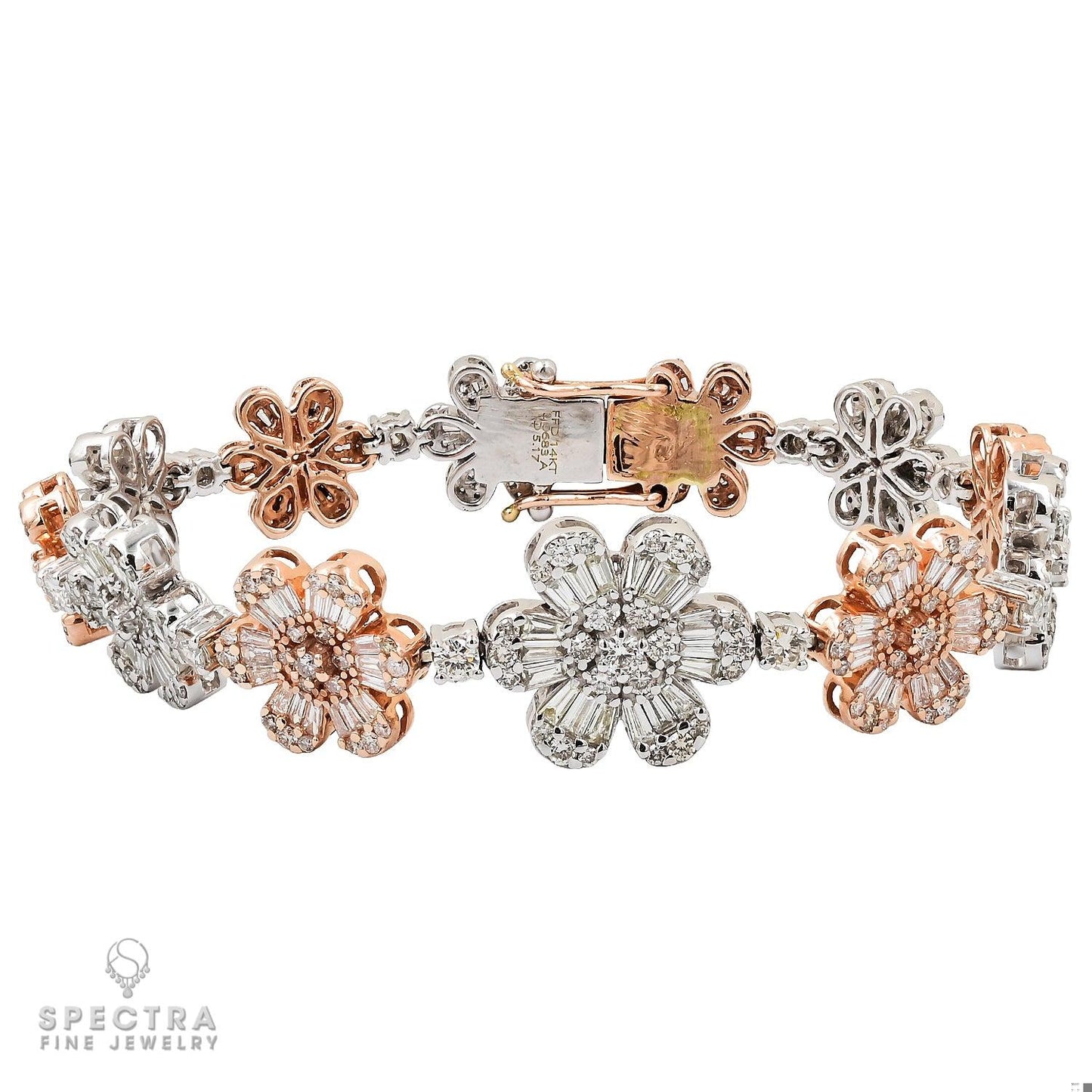 Contemporary Mixed-Cut Diamond Flower Bracelet