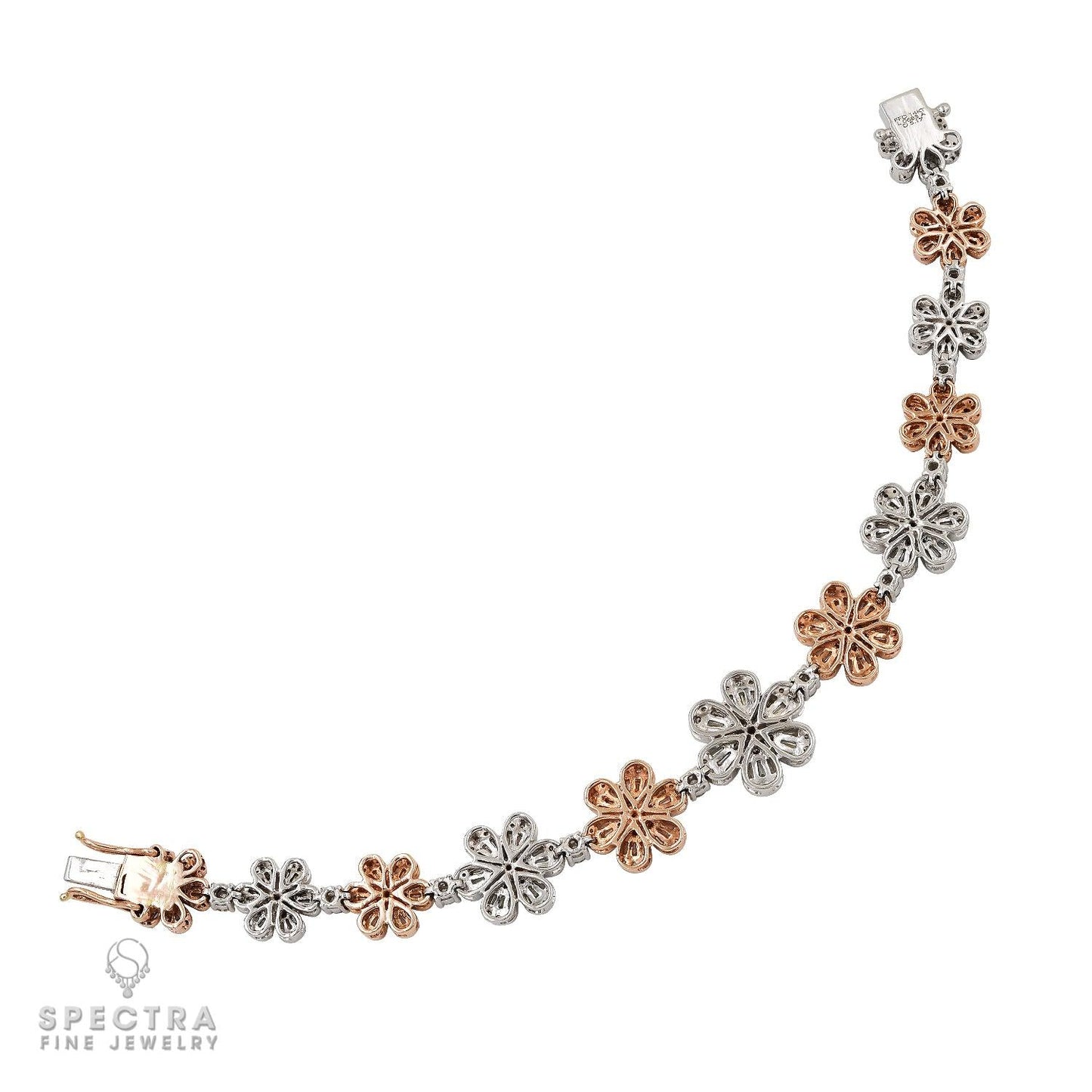 Contemporary Mixed-Cut Diamond Flower Bracelet
