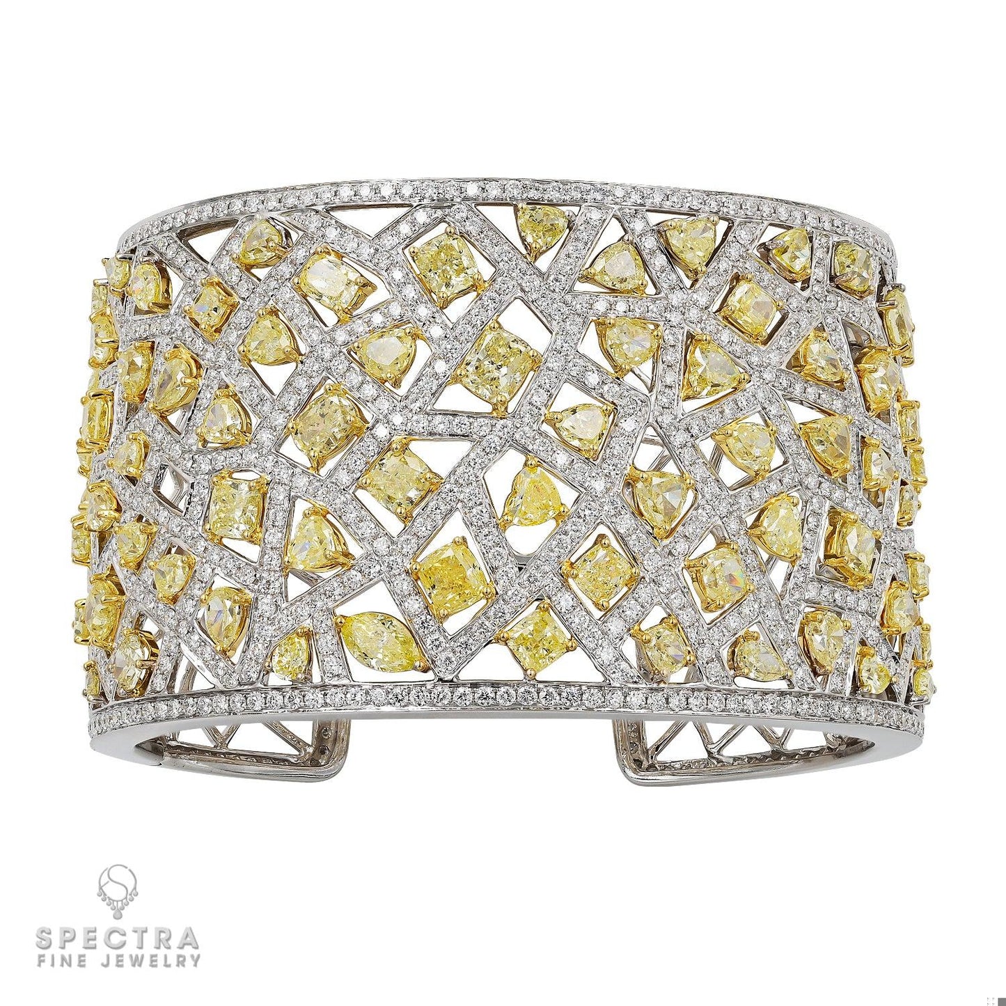 Contemporary Yellow Diamond Pave Cuff Bangle Bracelet
