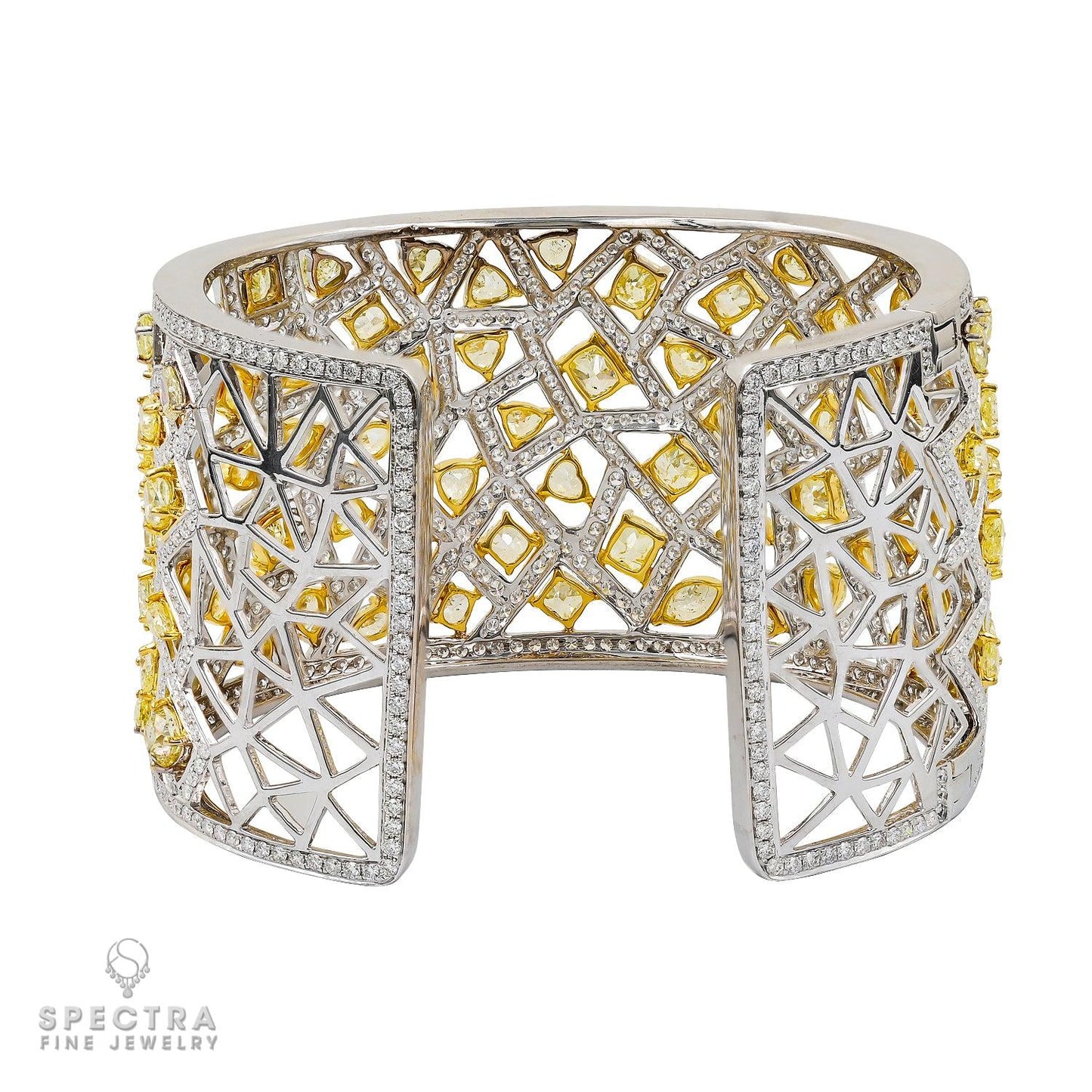 Contemporary Yellow Diamond Pave Cuff Bangle Bracelet