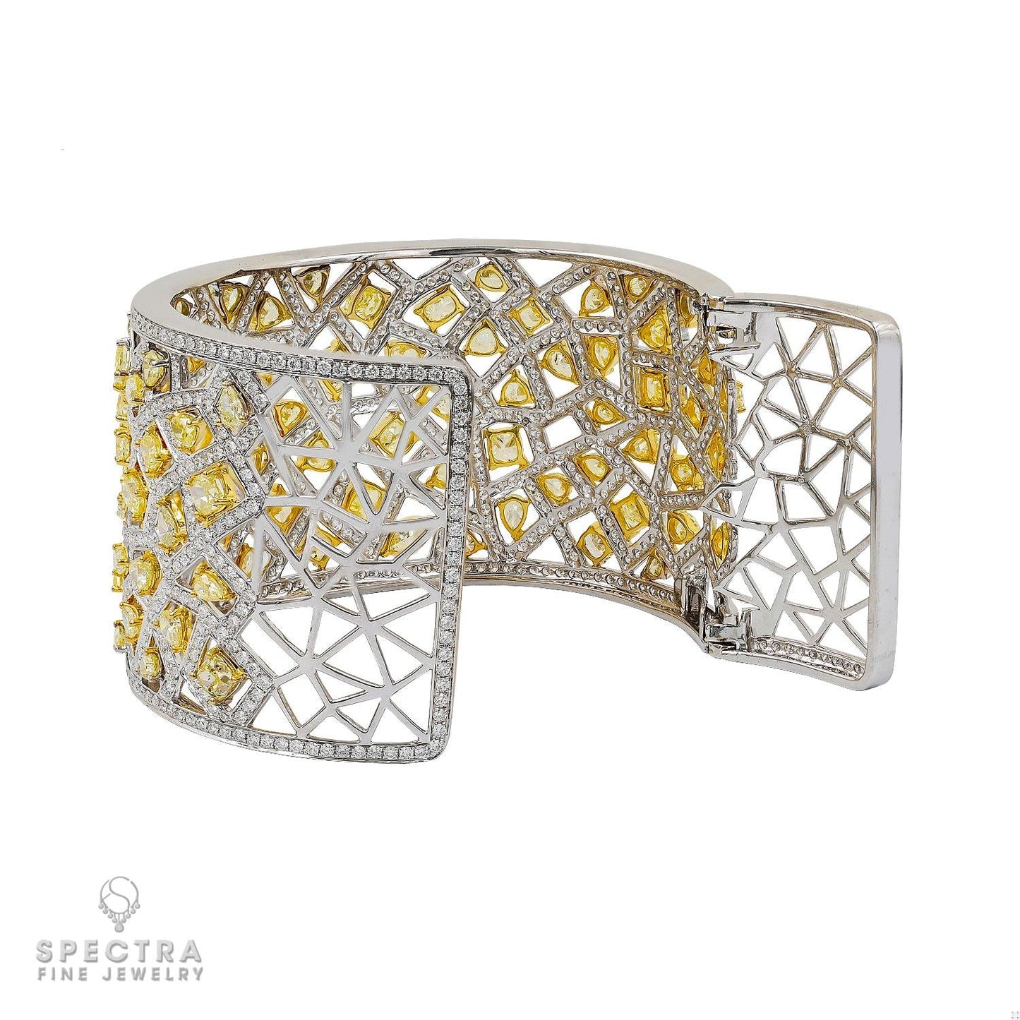 Contemporary Yellow Diamond Pave Cuff Bangle Bracelet