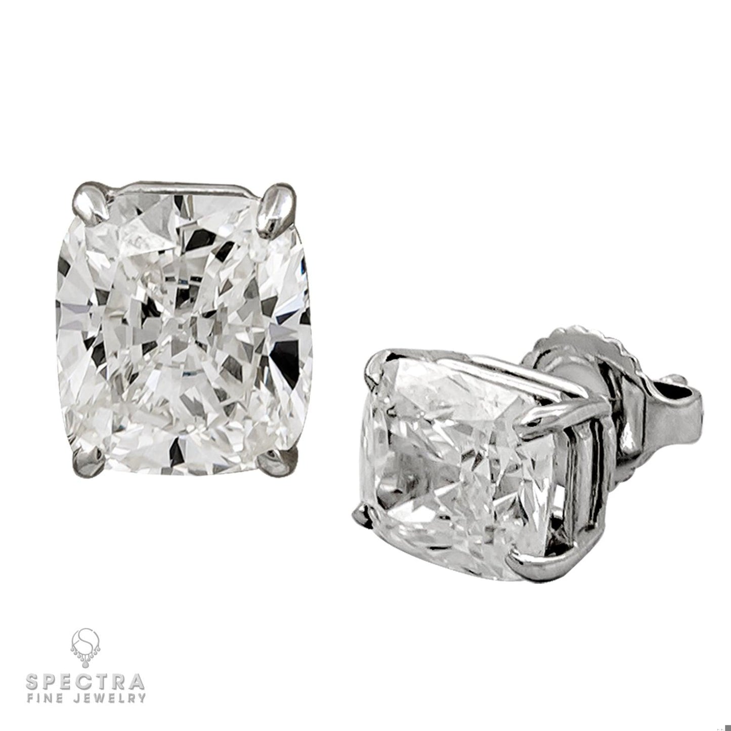 Cushion Diamond Stud Earrings in 18kt Gold by Spectra Fine Jewelry