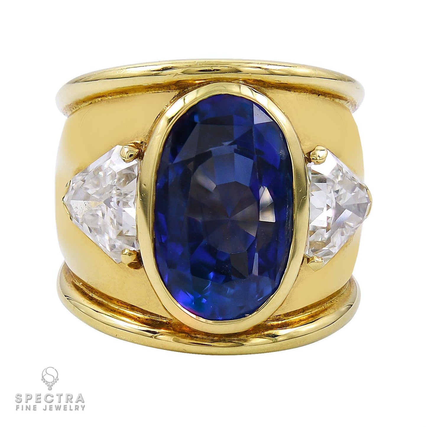 David Webb Sapphire Diamond Ring 17.65ct | Signed Estate Ring