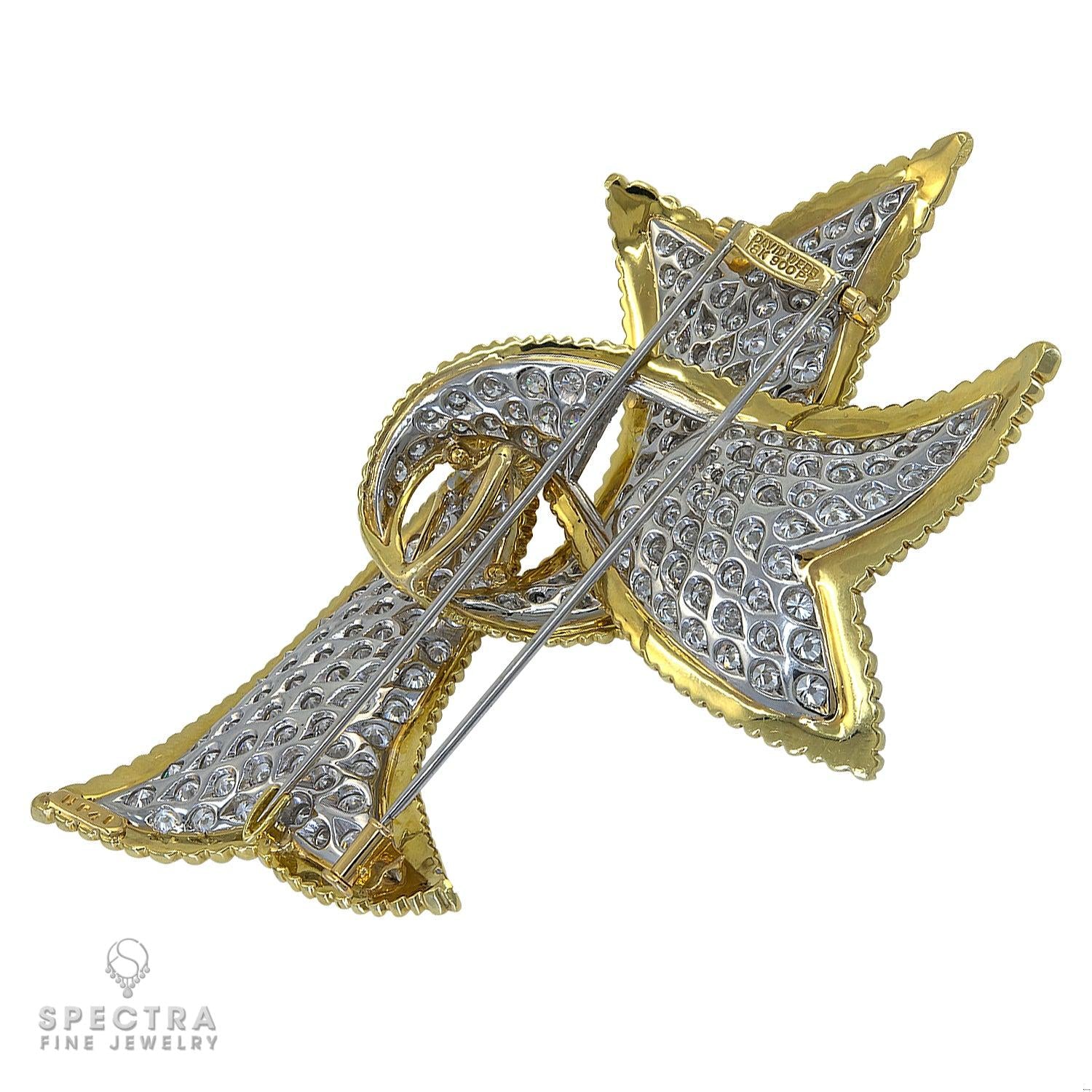 David Webb Contemporary Diamond Ribbon Brooch Large Model