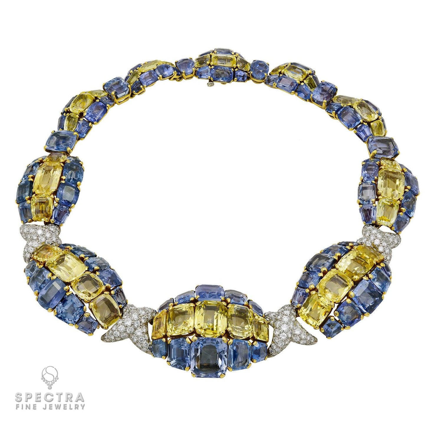 David Webb Contemporary Multi-colored Sapphire Collar Necklace