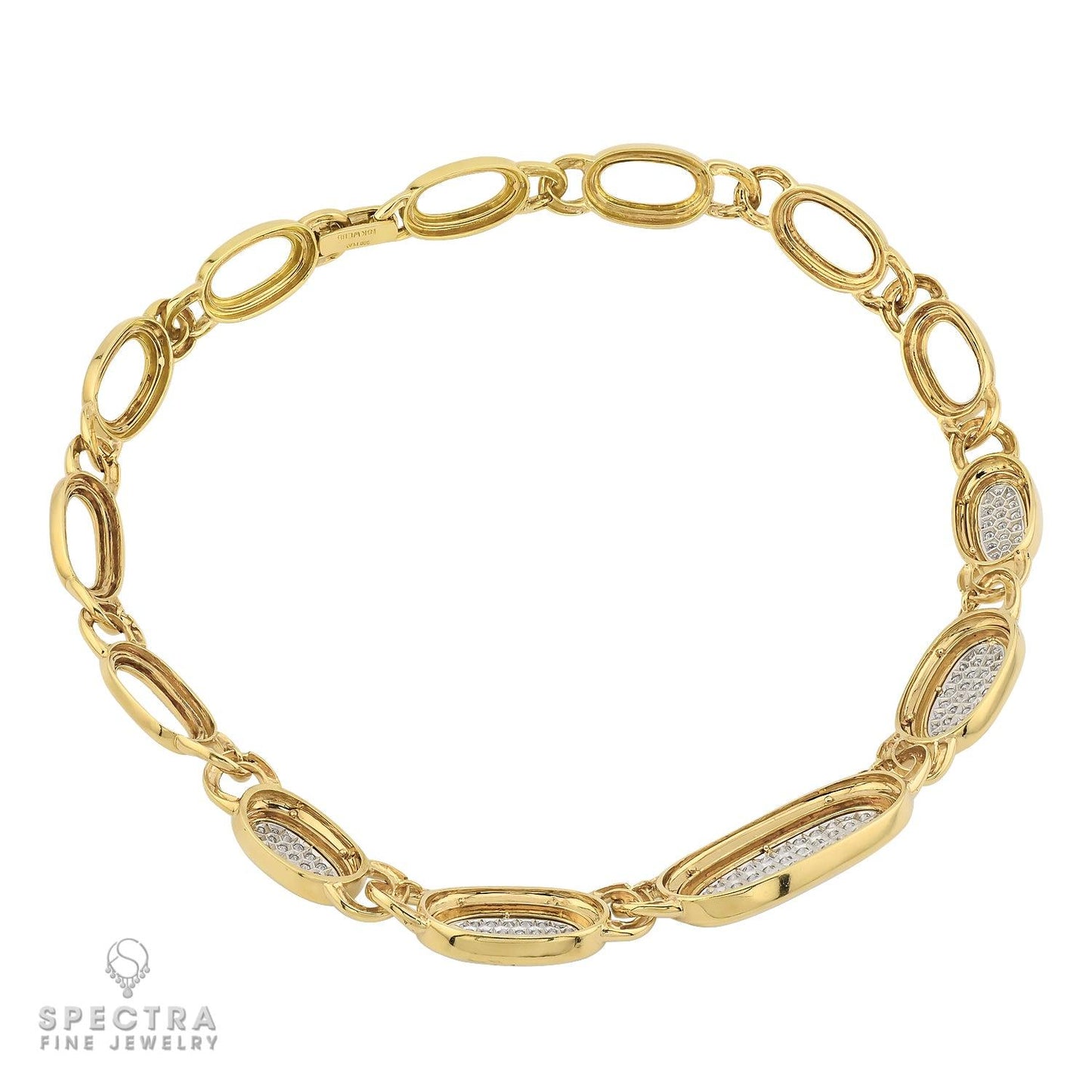 David Webb Diamond 18k YG Oval Link Necklace