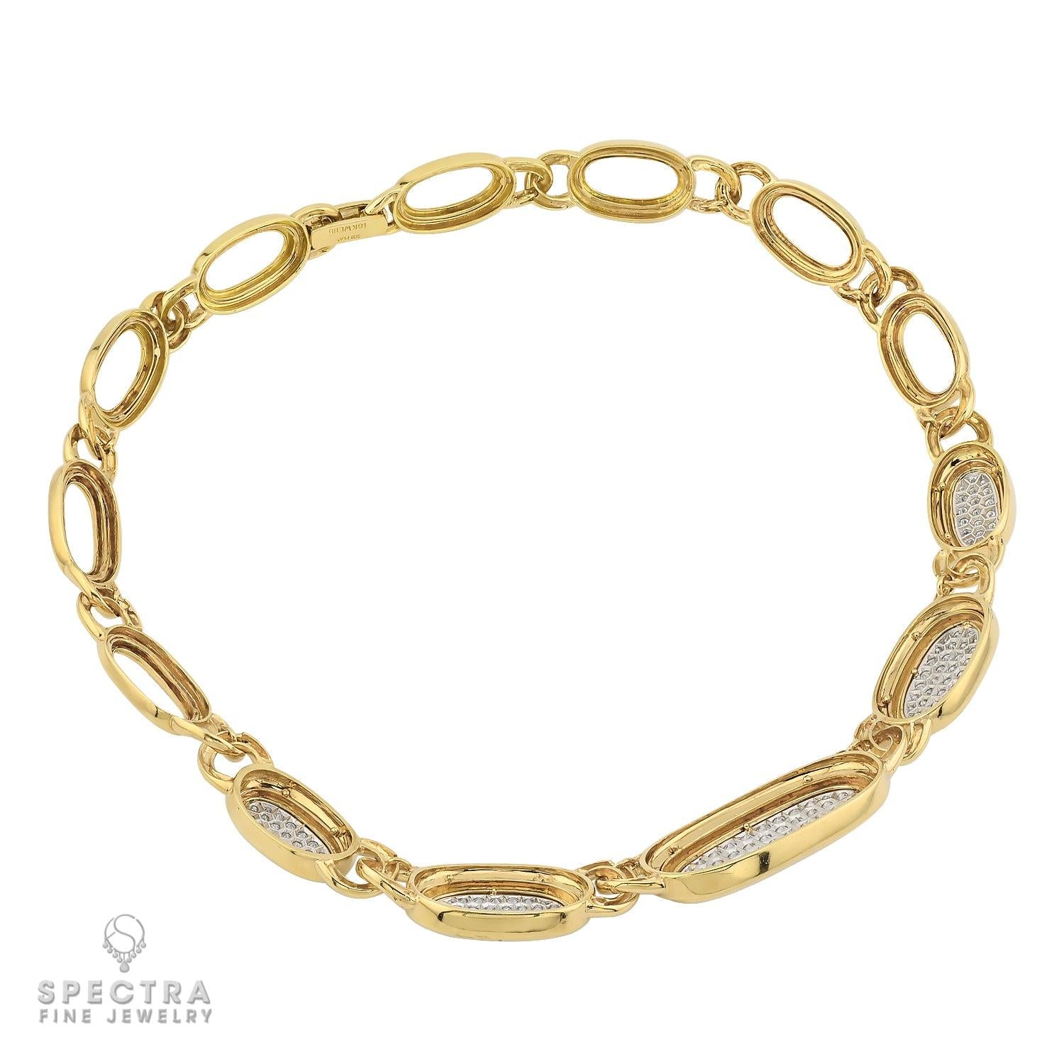 David Webb Diamond 18k YG Oval Link Necklace