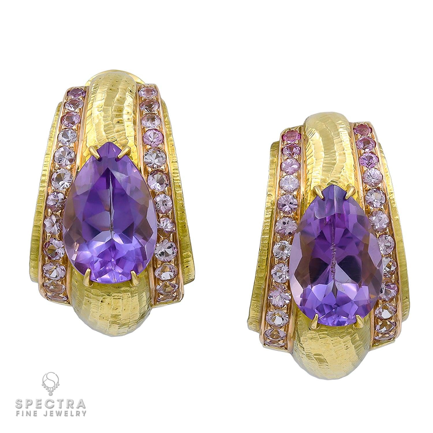 David Webb Vintage Amethyst Sapphire Earrings