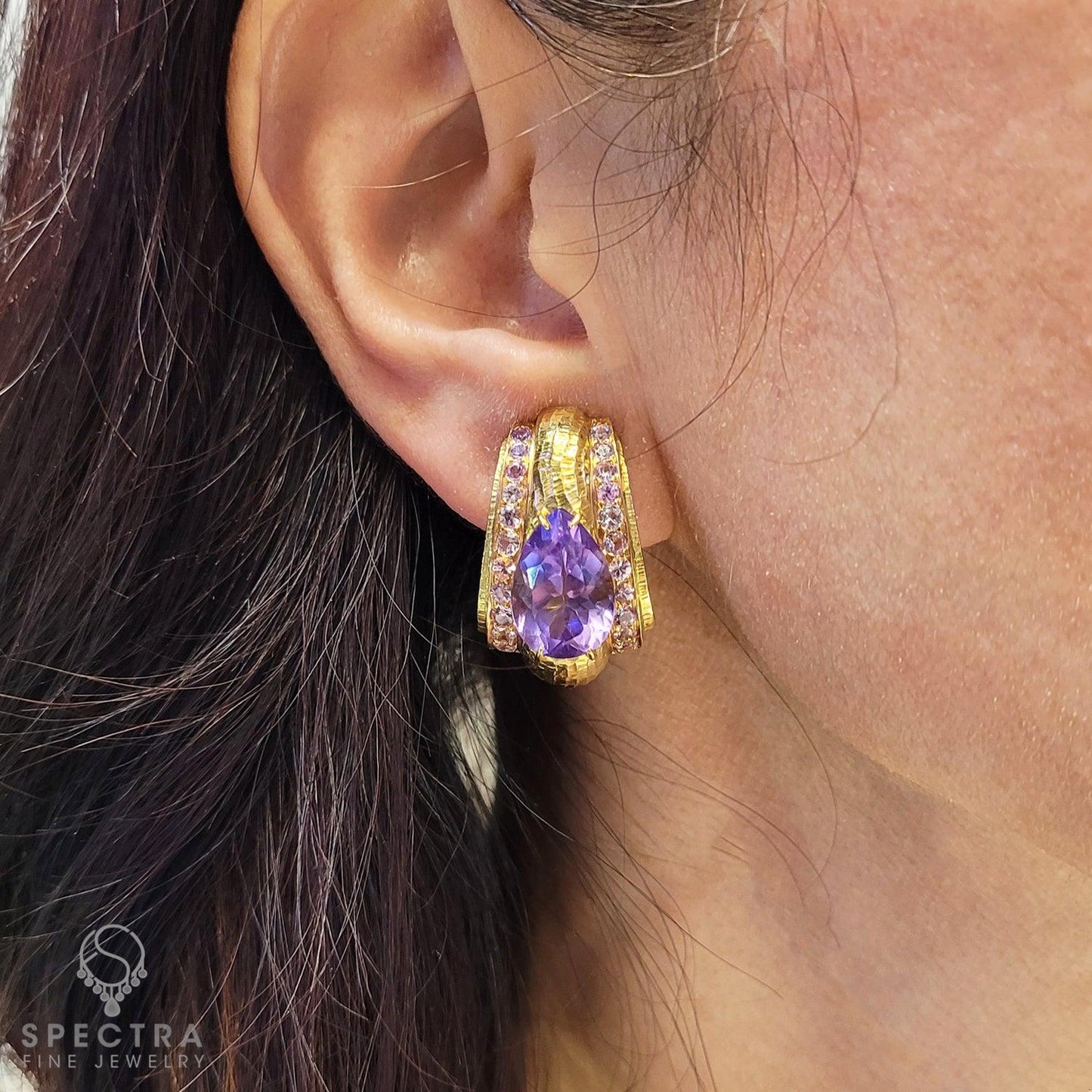David Webb Vintage Amethyst Sapphire Earrings