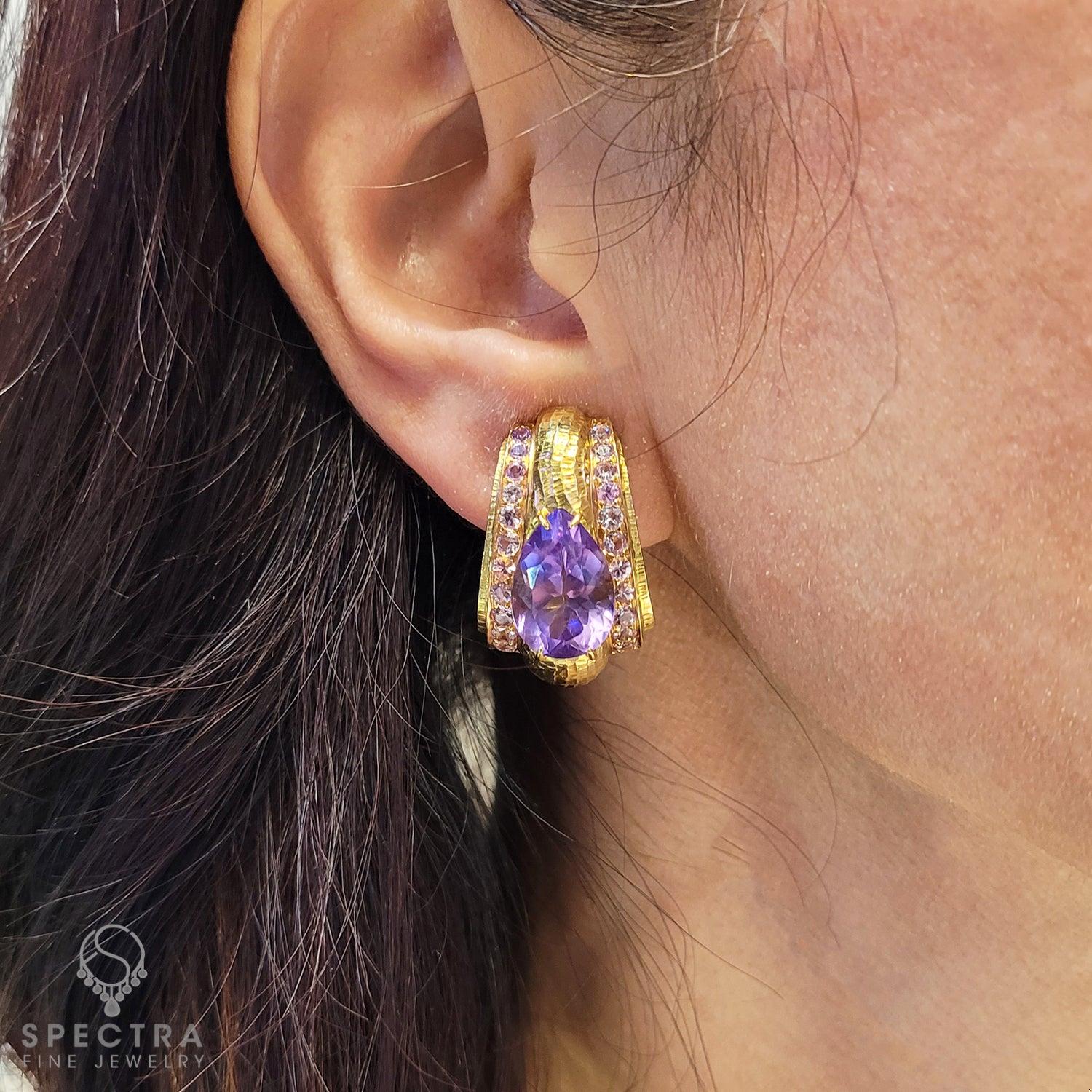 David Webb Vintage Amethyst Sapphire Earrings