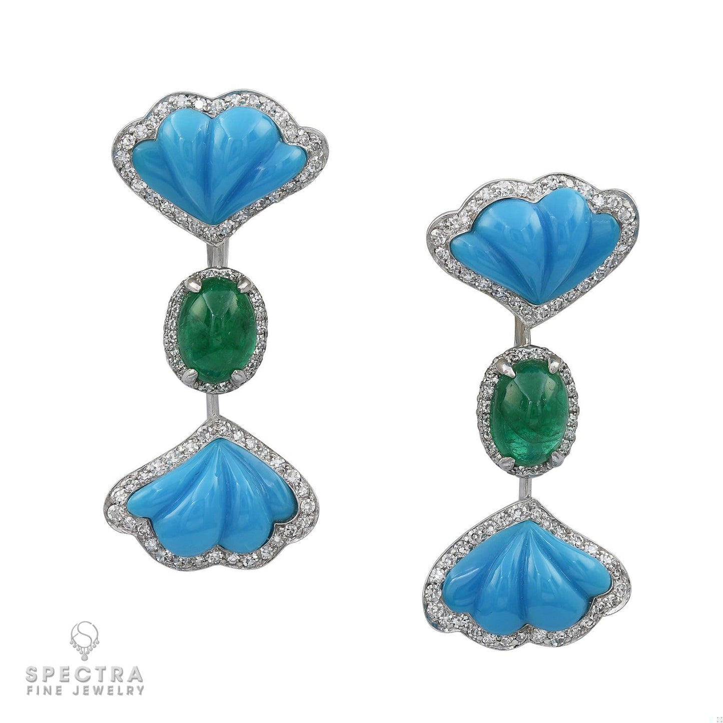 De Ambrosi Contemporary Carved Gemstone Drop Earrings