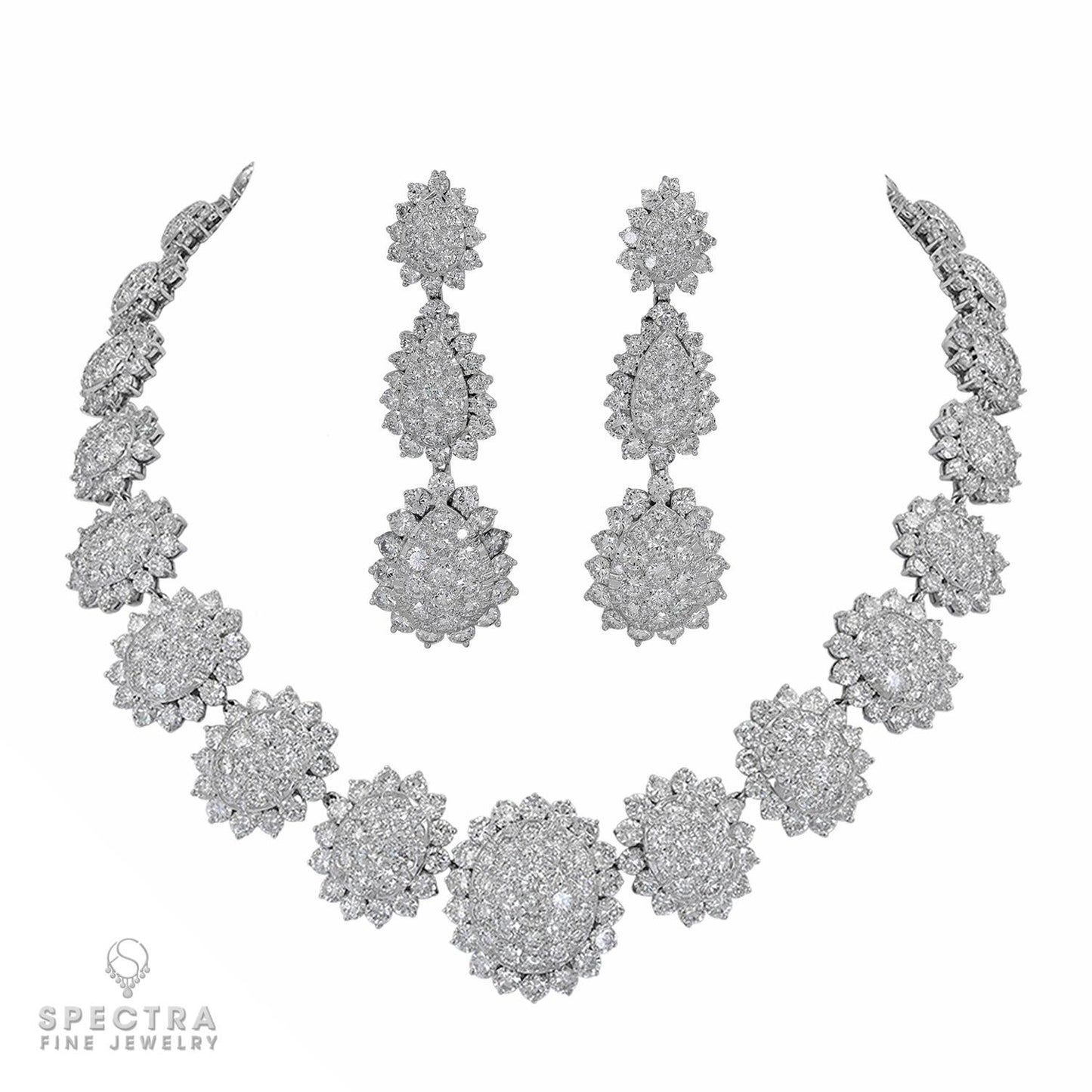 Demi Parure Suite with Diamond Pave Honeycomb Design