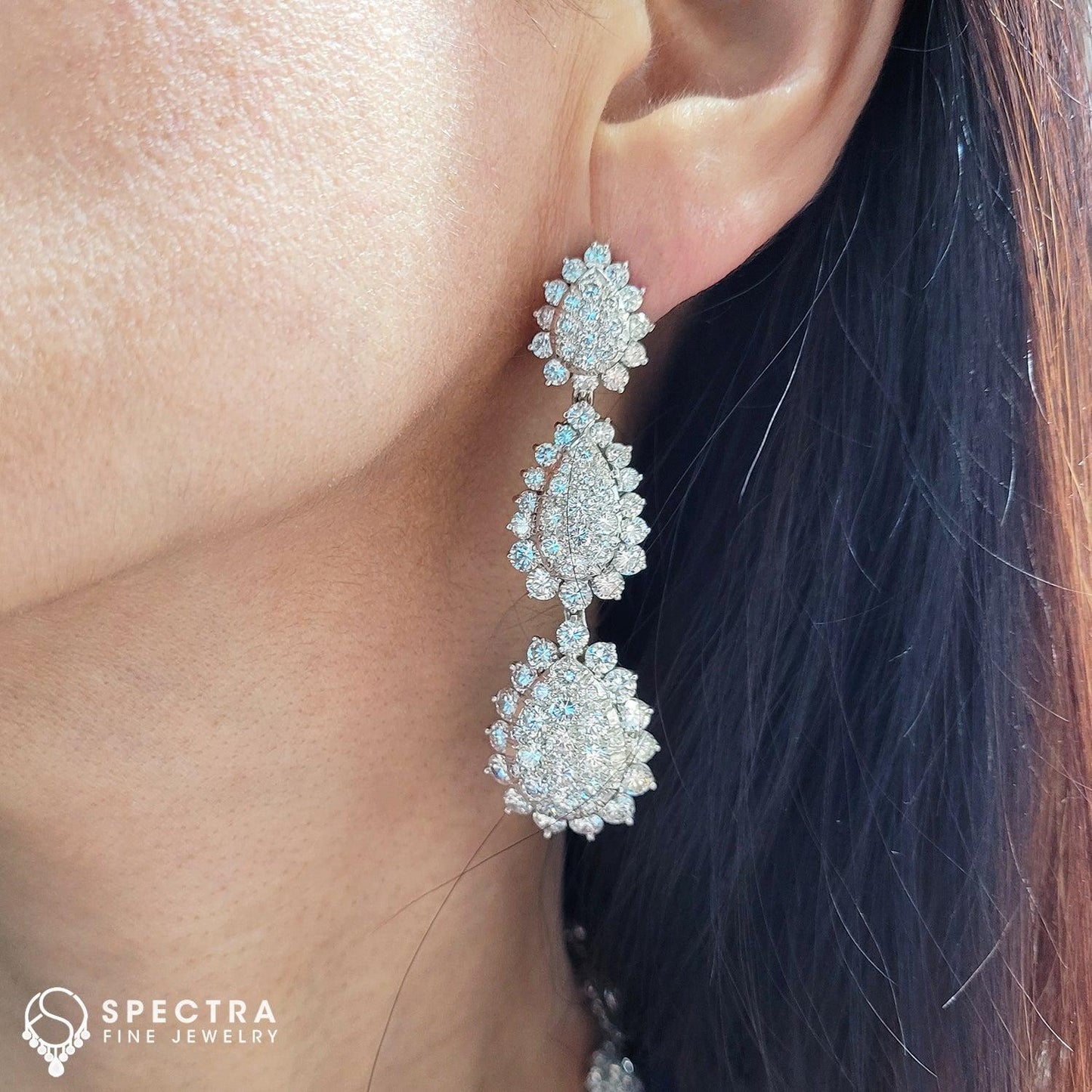 Demi Parure Suite with Diamond Pave Honeycomb Design