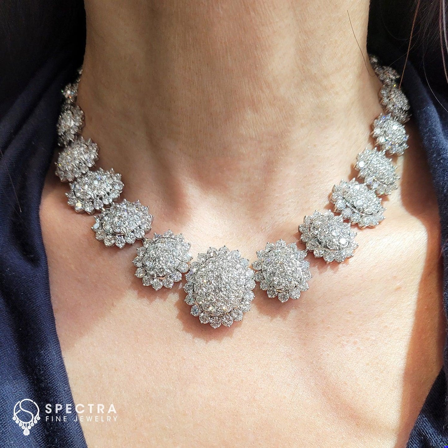 Demi Parure Suite with Diamond Pave Honeycomb Design
