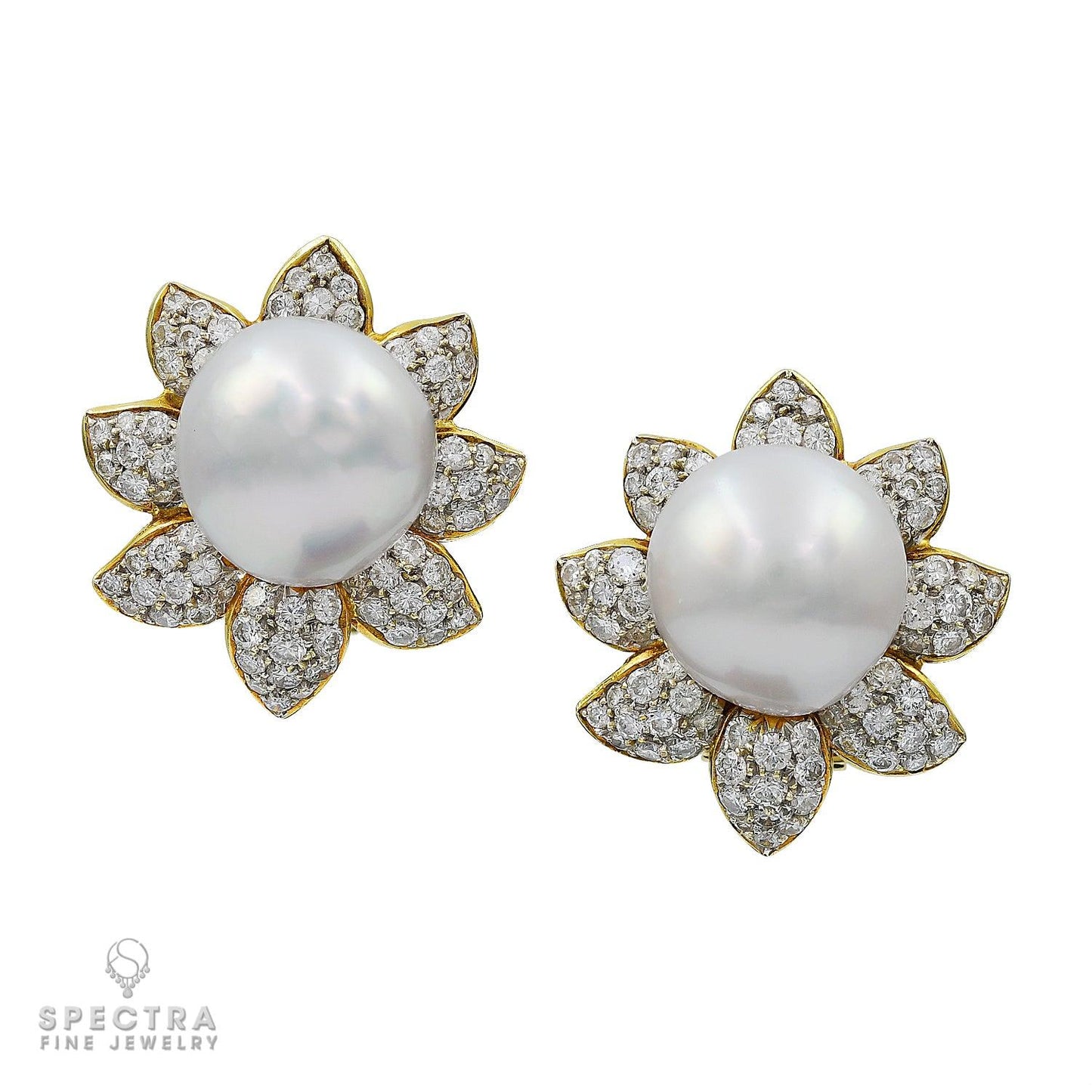 Diamond Pearl Brooch, Earrings, and Ring Set