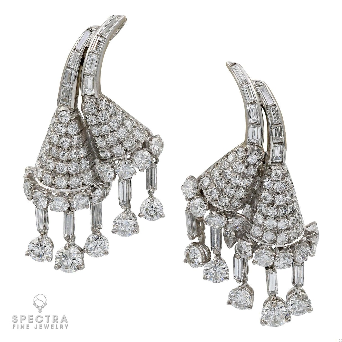 Drayson London Contemporary Diamond Floral Drop Earrings