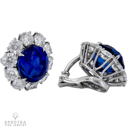 Spectra Fine Jewelry Classic Sapphire Diamond Halo Button Earrings