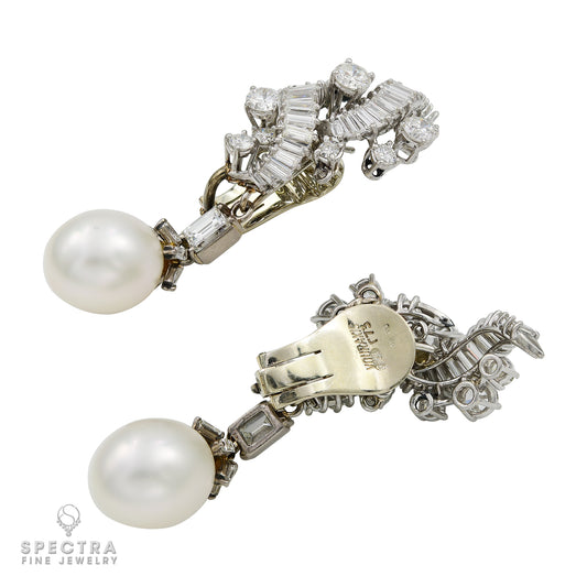 Vourakis Vintage Diamond Pearl Drop Earrings