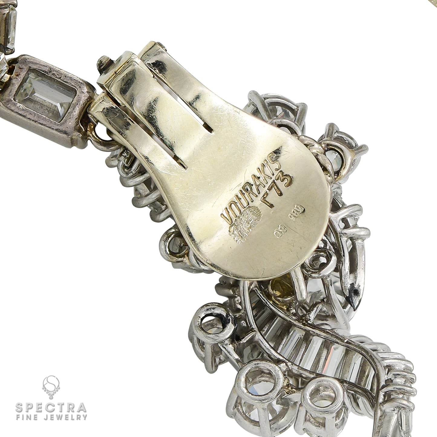 Vourakis signed diamond & pearl drop earrings in platinum (c. 1990s)