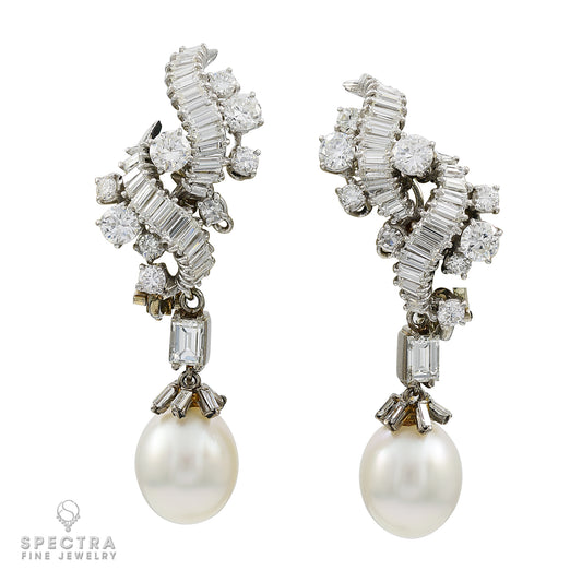 Vourakis Vintage Diamond Pearl Drop Earrings