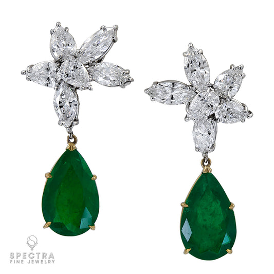 Spectra Fine Jewelry Colombian Emerald Diamond Drop Earrings